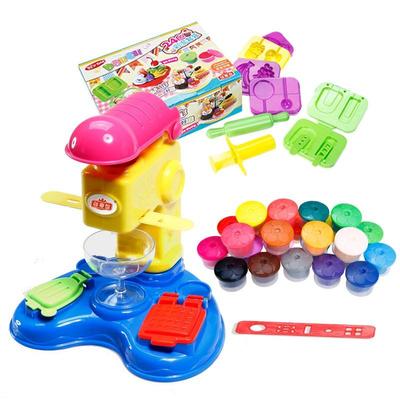 儿童厨房玩具 棉花泥压面机与汉堡黏土玩具的乐趣